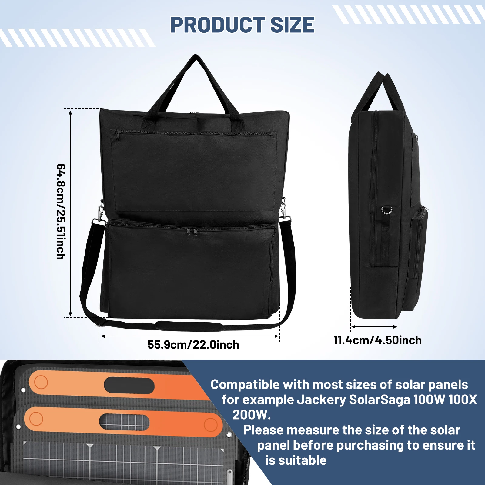 Solar Panel Storage Bag Double-Layer Oxford Waterproof Organizer Travel Easy to Carry Solar Panel Bag Easy to Use Solar