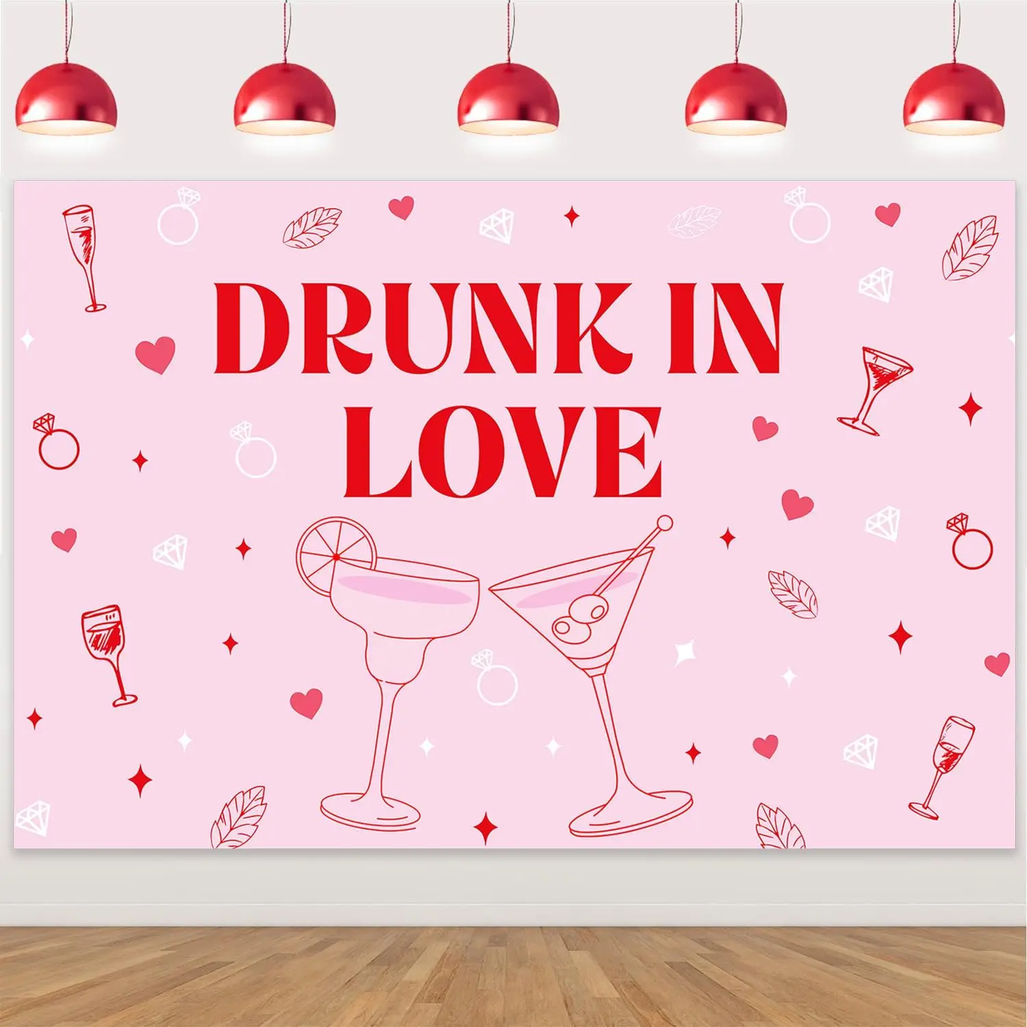 

Joymemo 5x3ft Drunk in Love Backdrop Pink Cocktail Theme Party Decorations for Women Bachelorette Bridal Shower Party Supplies