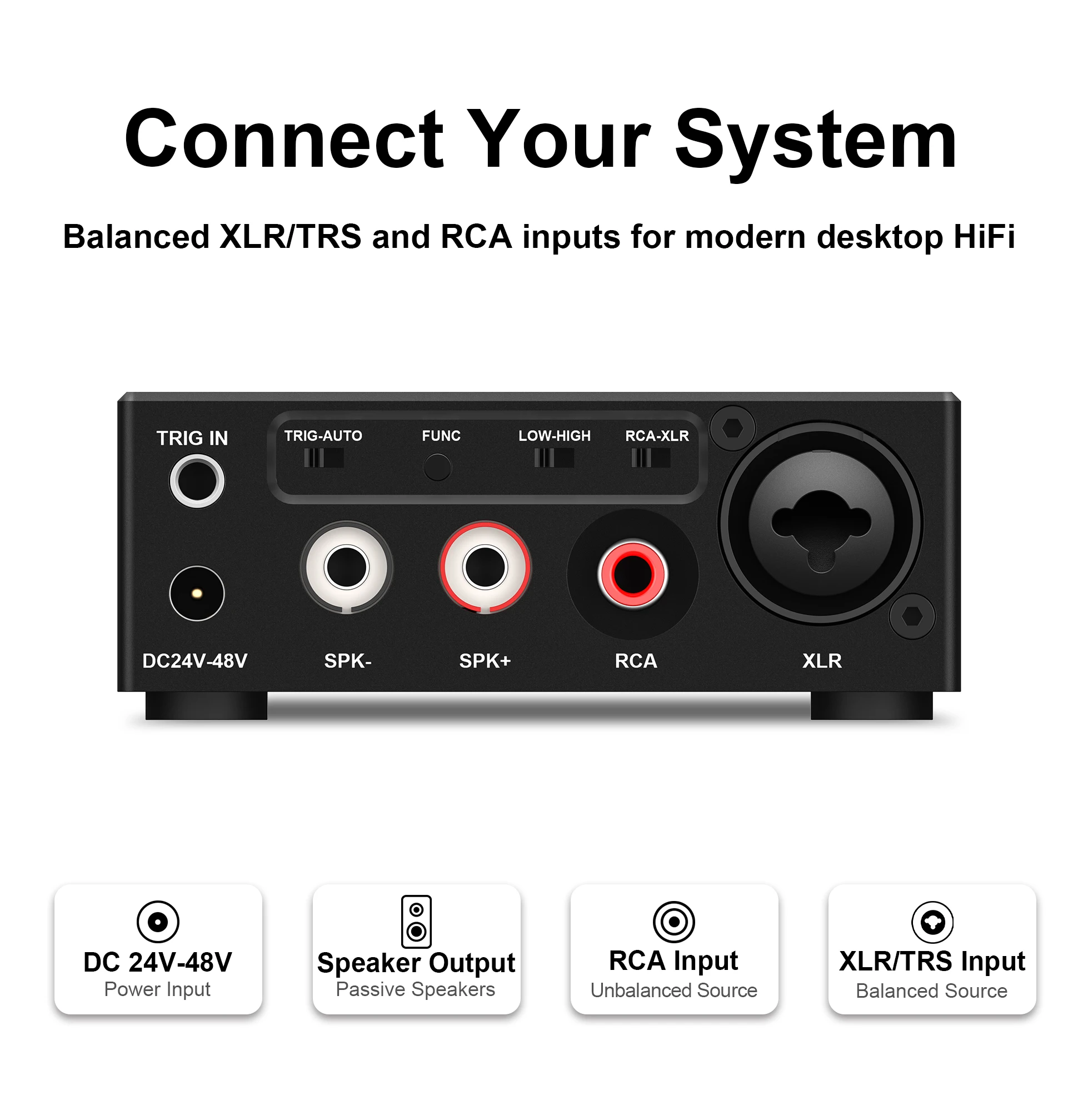 ALSOZONE GaN Mono 300W Klasse-D-Verstärker XLR/TRS RCA-Eingang 12V Trigger Kompakter HiFi-Leistungsverstärker für Passive Lautsprecher – Detail 6
