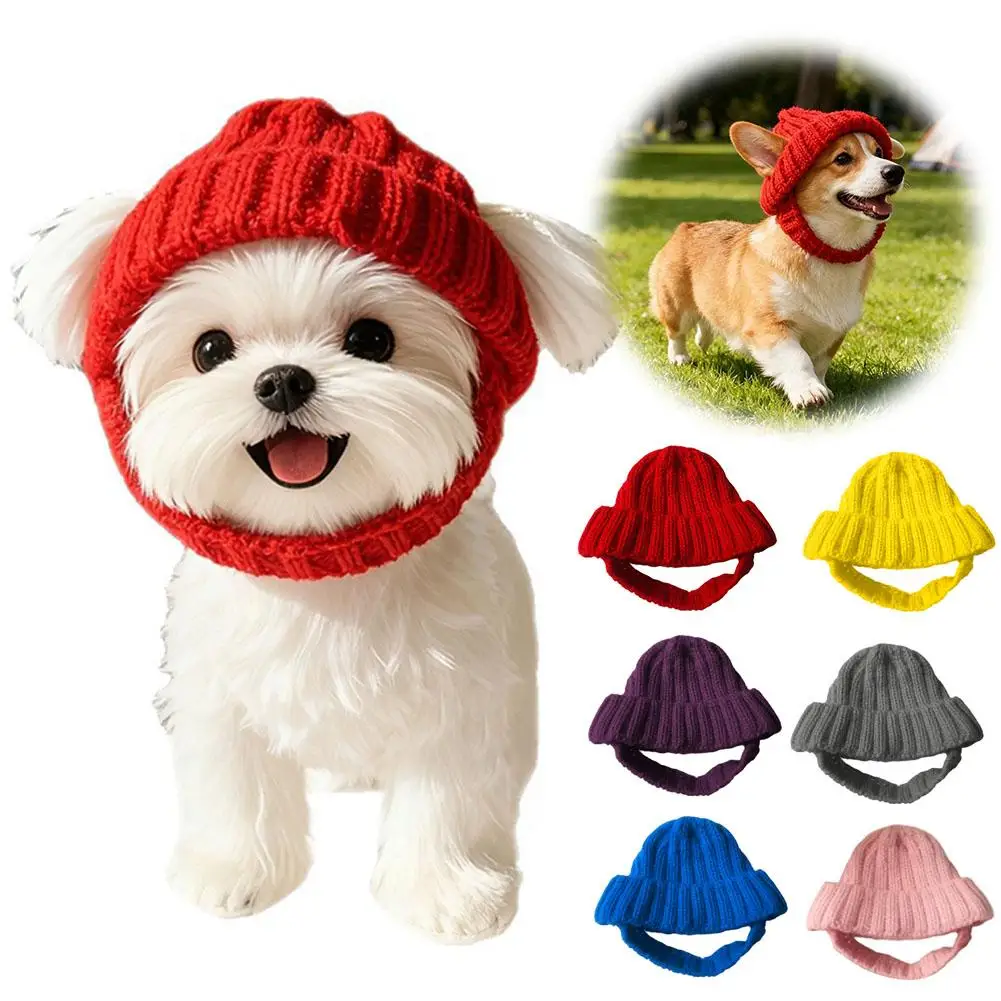 Pet Cat Hat Cute Cold Weather Windproof Autumn Winter Small Medium Dog Puppy Kittens Knitted Cap for Party Photo Prop Decoration