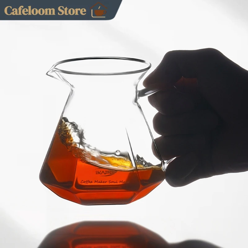 IKAPE Diamond Sharing Pot Glass Coffee Server Hand Brew Coffee Pot Shape Pour Over Coffee Maker Tool For Home Office Barista Use - view 2