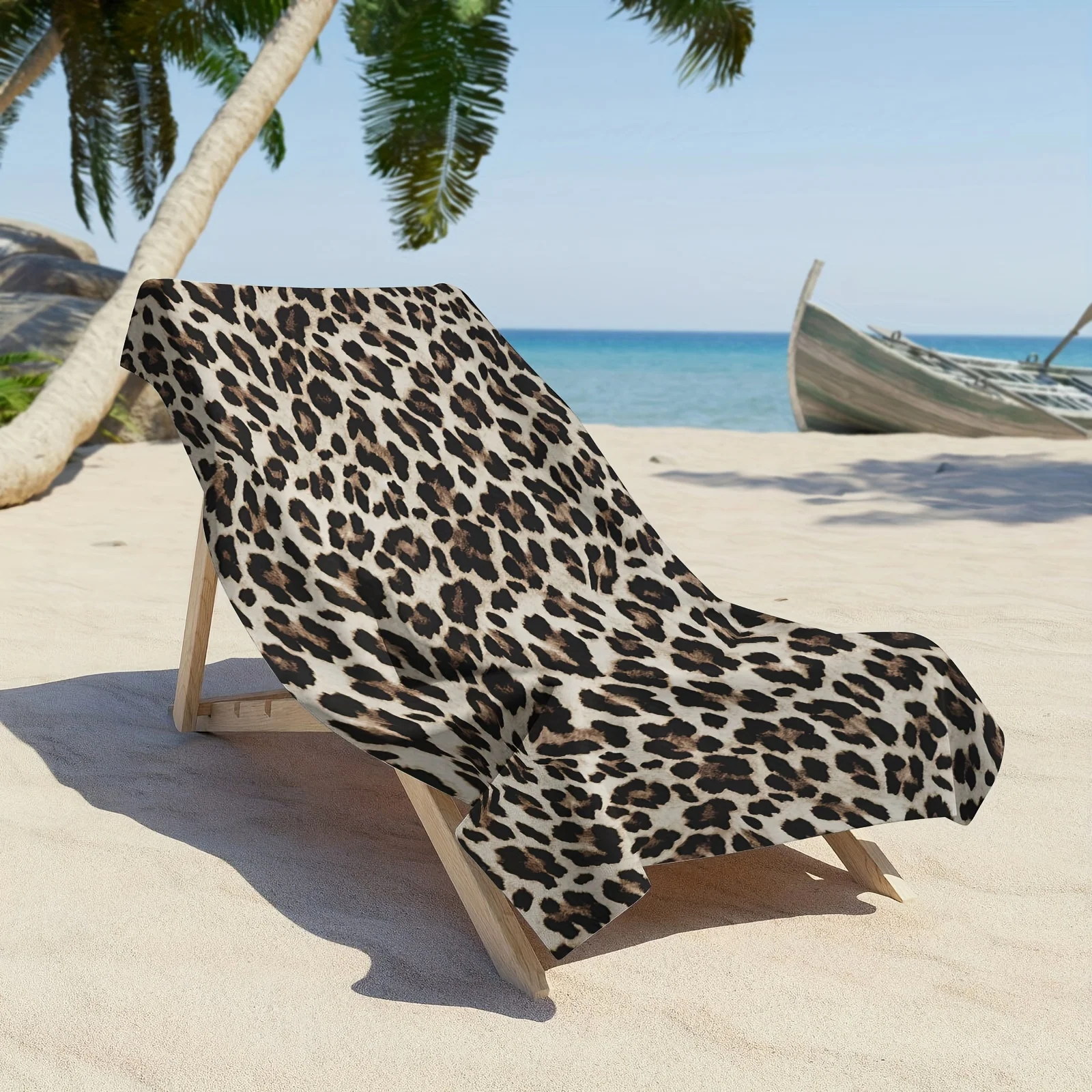 Extra Large Microfiber Leopard Beach Towel - Super Absorbent, Great for Travel, Swimming, Snorkeling, Surfing, Hand Wash Only