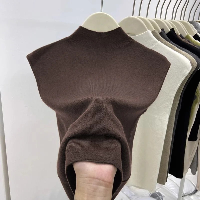 Slim Fit f High Collar Svel Knitted Top Women's Base Layer irt Vest Korean Sle Commute Faion Inner Wear