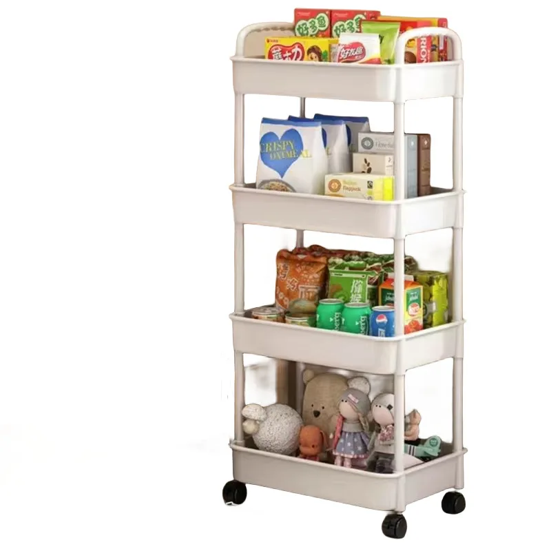 

Bookshelf Storage Trolley Mobile Kitchen Organizer Cart With Wheels Multi-Layer Bathroom Shelves Household Snacks Storage Rack