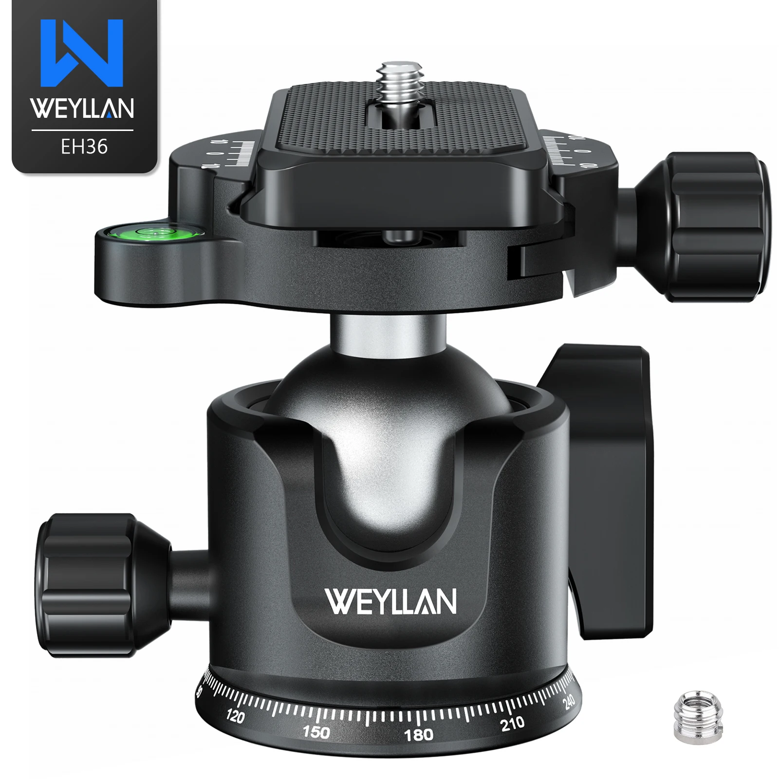 Weyllan CNC Metal 36mm Ballhead Aluminum Alloy Arca Tripod Head Low Profile 1/4