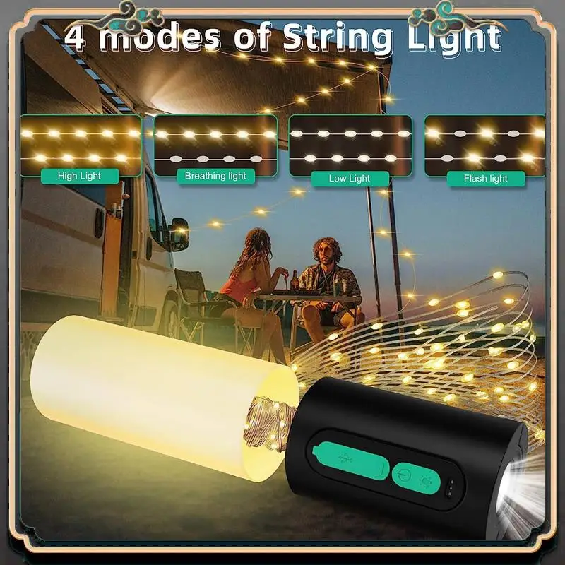 

1 PCS Electric Camping Light Chain LED Camping Lamp With 10M Light Chain Tent Lamp For Hiking Fishing