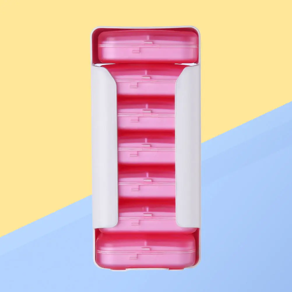 1Set 7 Layers Travel Medicine Storage Case Portable Pill Box 42 Compartments Dustproof ABS Organizer Container Pink