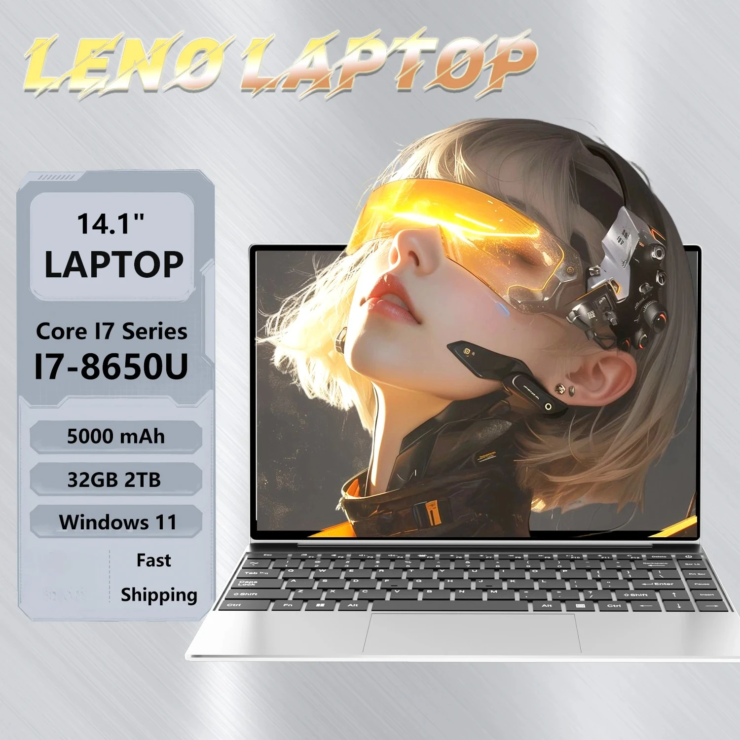 Ultra Slim 14.1 INCH Laptop Win11 Intel Core I7 8650U 2TB SSD Gamer Notebook 1920*1080 Display Office Study Gaming Computer PC