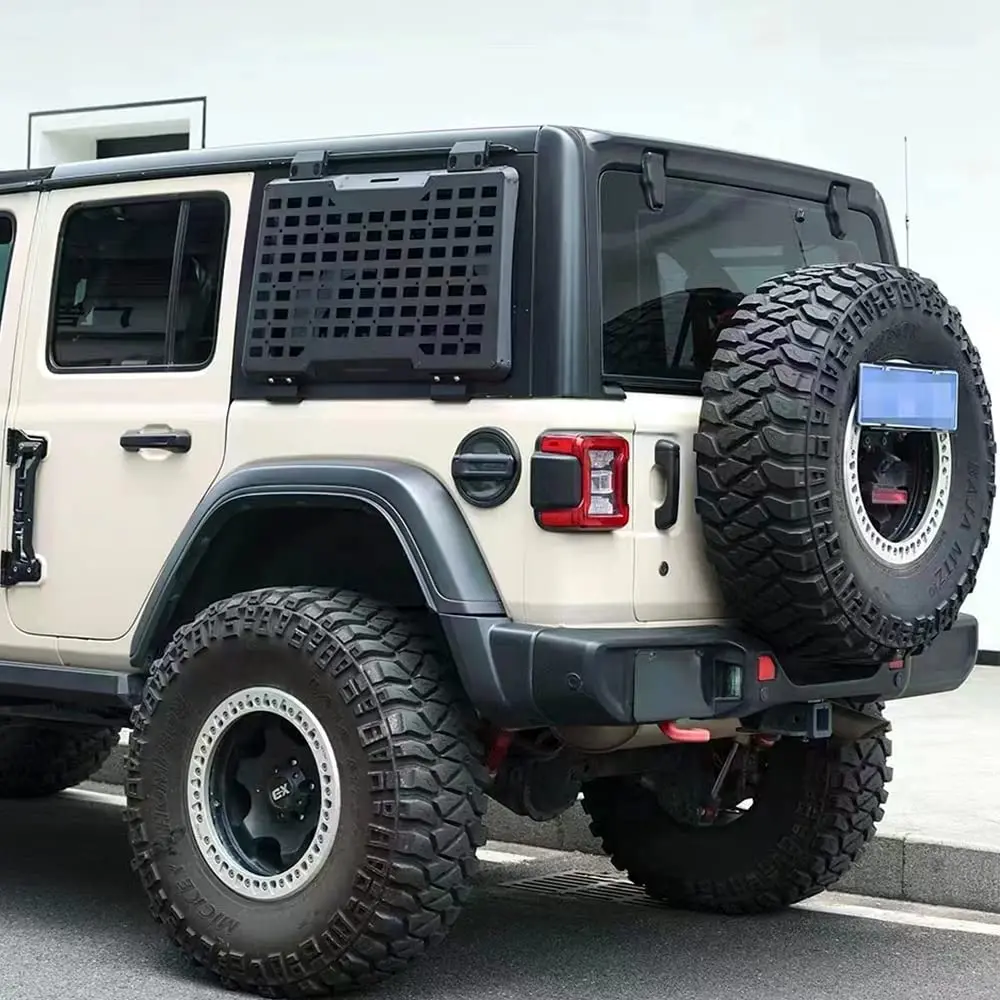 Lado esquerdo janela traseira armazenamento molle painel flanco kit janela traseira decoração protetora para jeep wrangler 2018-2022 jl 4 portas