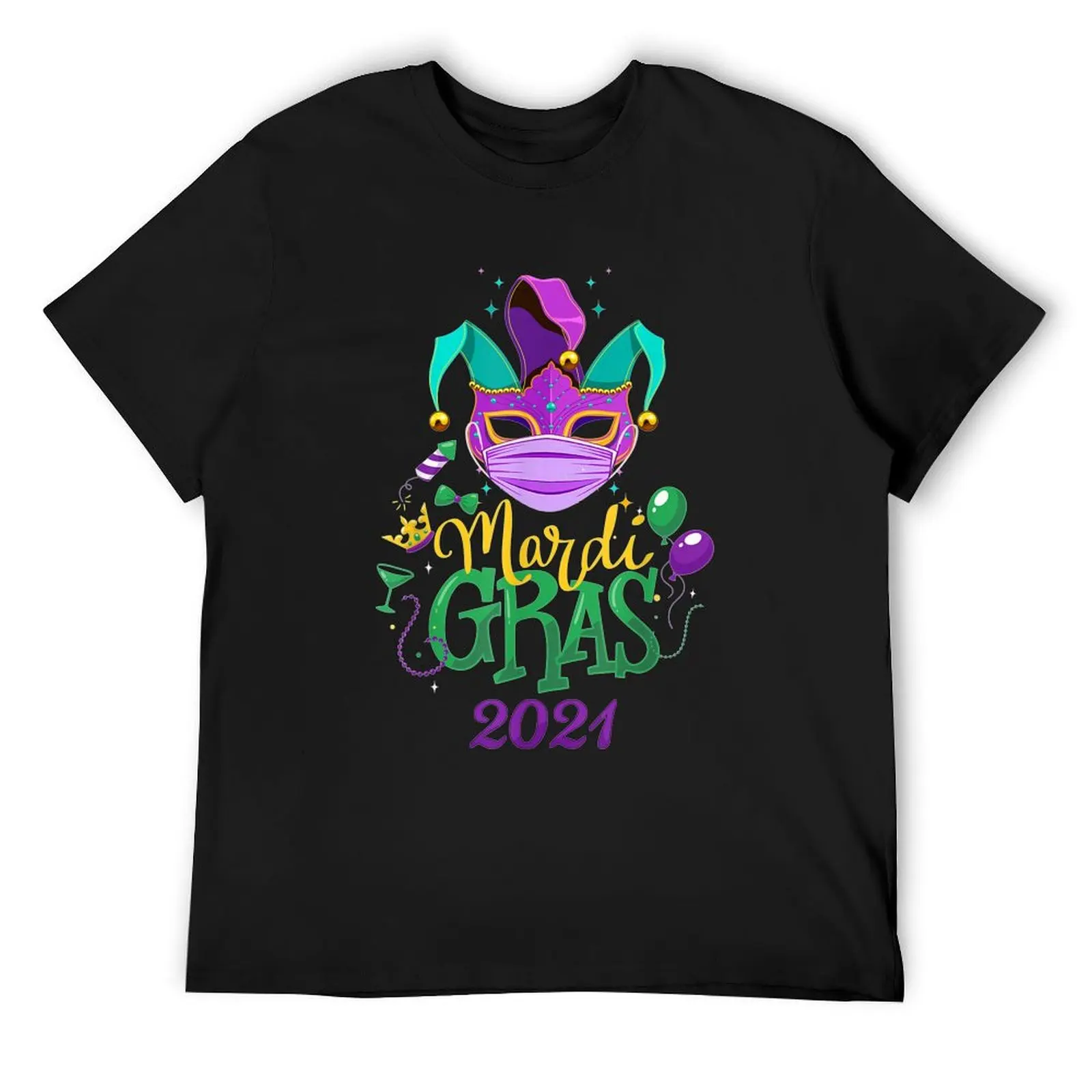 

2021 Mardi Gras Costume Mardi Gras 2021 Quarantine Face Mask T-Shirt T-shirts man Short sleeve tee mens t shirts top quality