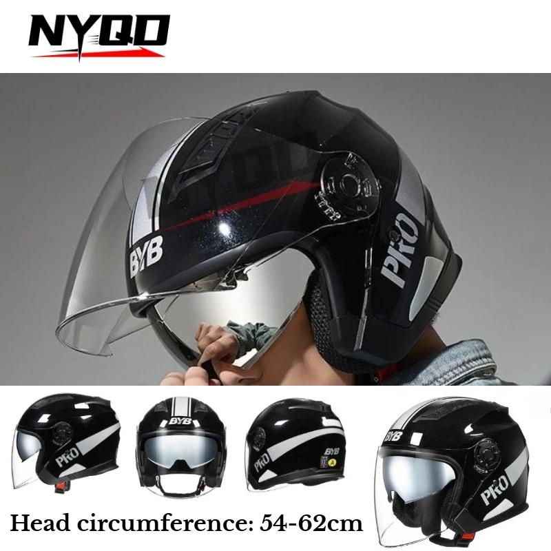 

Dual Lens Anti-fog Motorcycle Helmet Men Women 4 Seasons Full Face Electric Bike Helmet