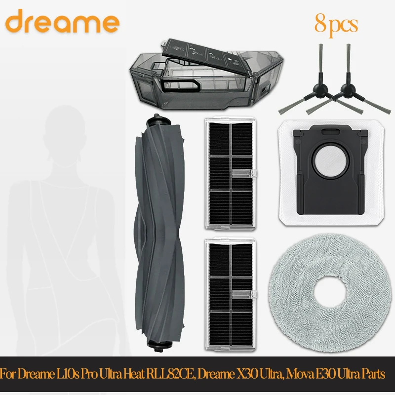 For Dreame L10s Pro Ultra Heat RLL82CE, Dreame X30 Ultra, Mova E30 Ultra  Main Side Brush, hepa Filter, mop dust bag Accessories