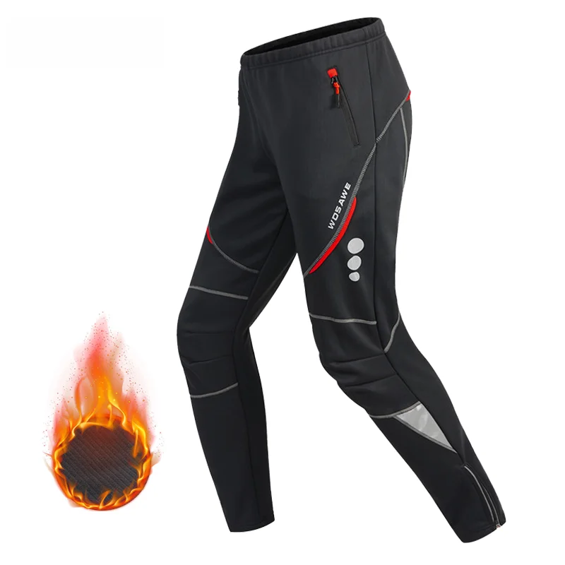 

Wosave Men's Fce Lined Cycling Trousers Mountain Bike Riding Windproof Waterproof Reflective Bike Pants Autumn Winter Cycl...