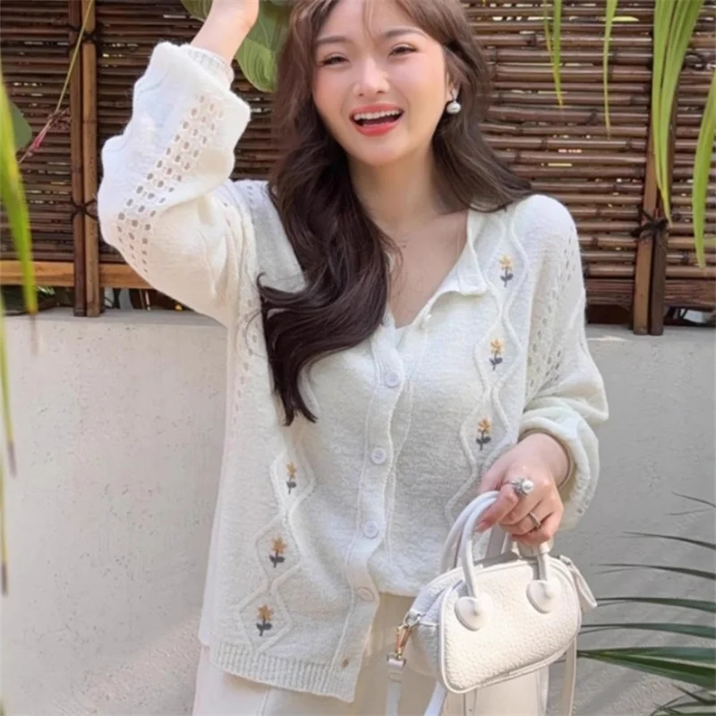 

Трикотаж Dalong Nouveau No Pilling Ele, женский модный длинный све, круглый Ne, осенний кардиган стандартного кроя премиум-класса Qua...