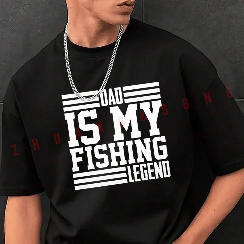 

Мужская модная футболка «Папа — моя рыбацкая легенда», повседневные модные футболки на лето, удобные топы с короткими рукавами
