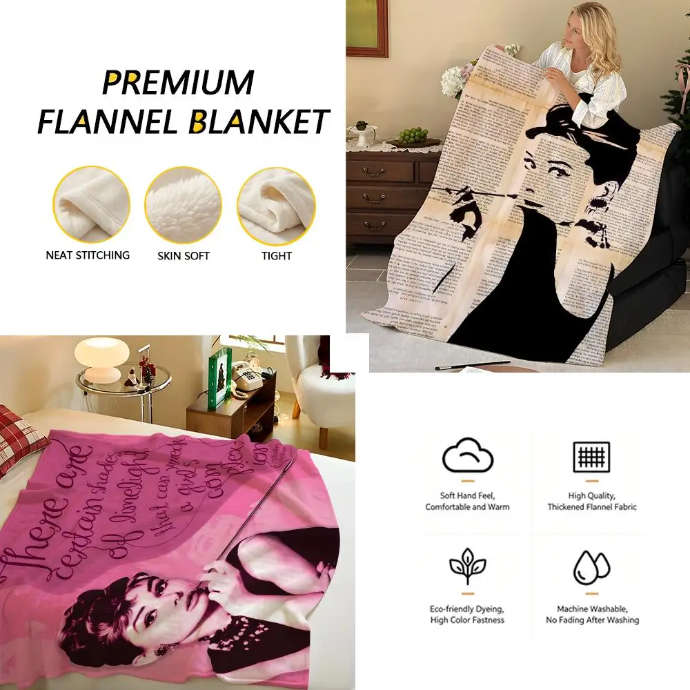 superstar A-Audrey H-Hepburn Throw Flannel Blanket, Soft Warm, Durable & Washable cute Cool