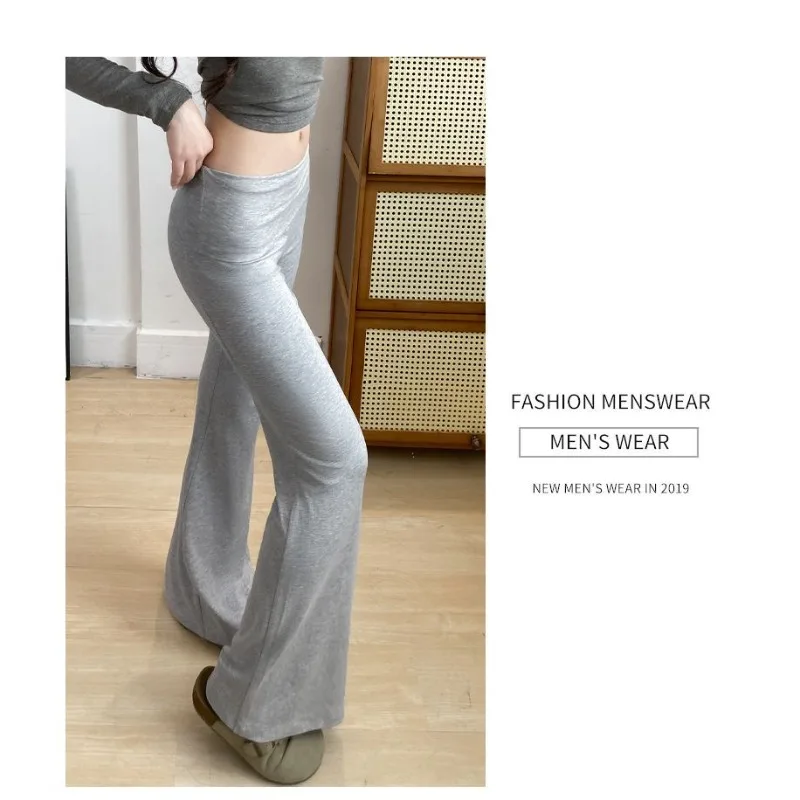 Womens Low Rise Fold Over Waist Flare Pants Spring Summer Slim Draped Yoga Sports Sweat Pants For Streetwear