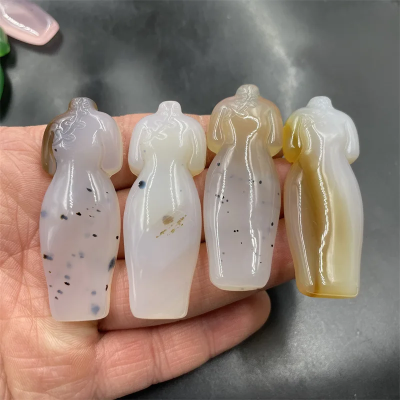 Cheap Jade Natural Ocean Water Plants Agate Cheongsam Pendant Worry-Free Food and Clothing Pendant Jade pendant