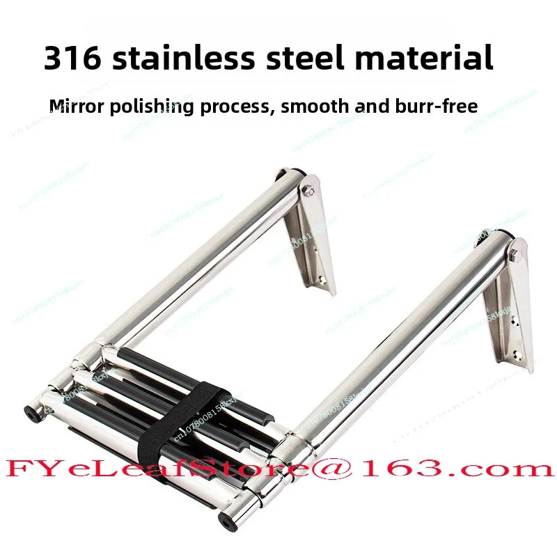 Stainless Steel 3-Step Boat Ladder Marine Launch Ladder Folding Telescopic Boarding Ladder Pedal Suitable for Yacht Accessories