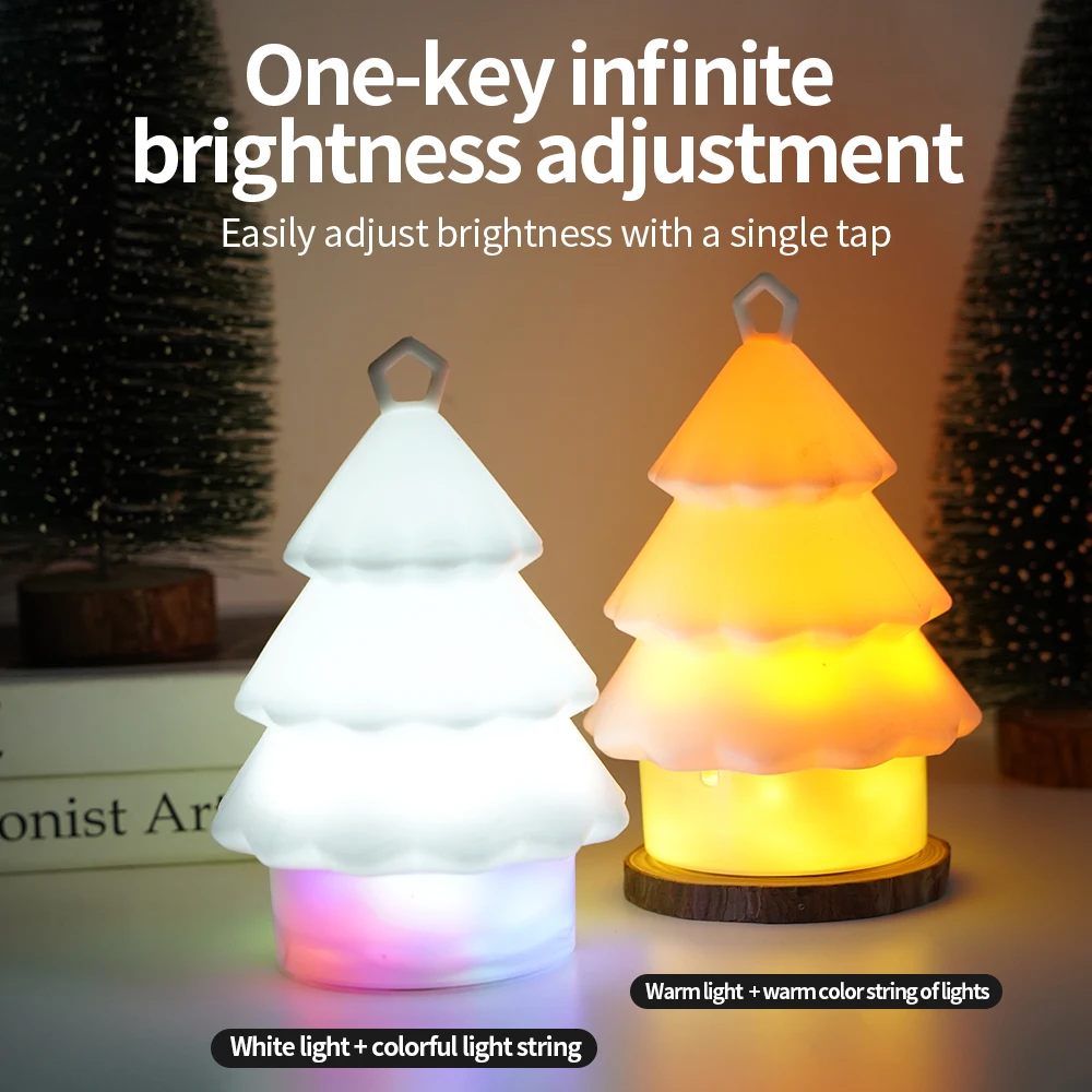 Rechargeable Christmas Tree Silicone Night Light 10m String Lamp Cartoon Atmosphere Gift