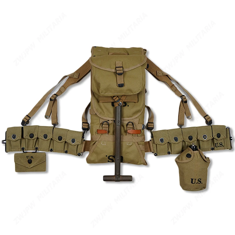 

WW2 US MUSETTE ARMY M1928 HAVERSACK KNAPSACK OUTDOOR HUNTING CAMPING BACKPACK Equipment Conbination 3