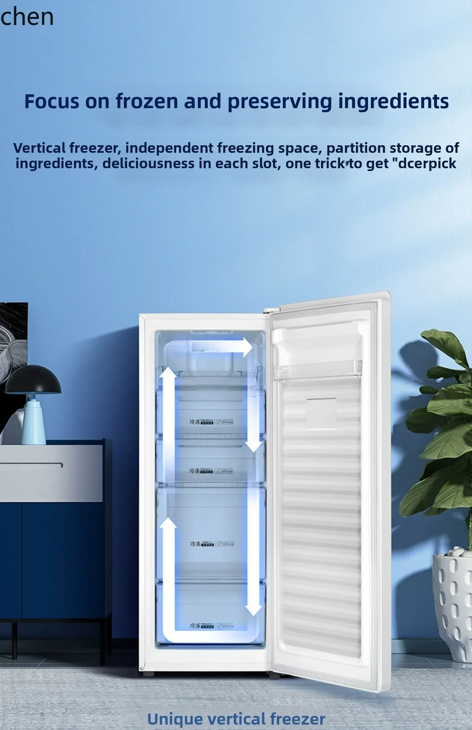 vertical freezer air-cooled and frost-free 150 liters white household small layered breast milk refrigerator freezer