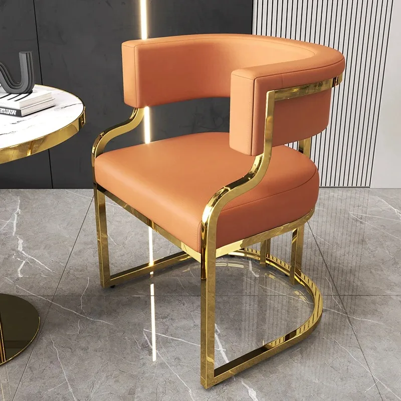 Gold-plated Armchair Dining Chair Leisure Tea Chair Hotel Sofa Chair Business Negotiation Reception Chair Кресло Качалка Chaise