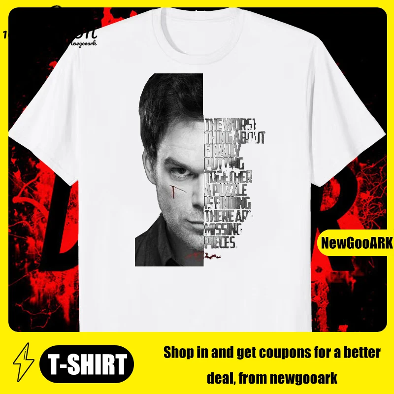 New Dexter Morgan Limited Edition Middle Finger Retro T-shirt Unique Sportswear Cotton 100% T-shirt New Collection