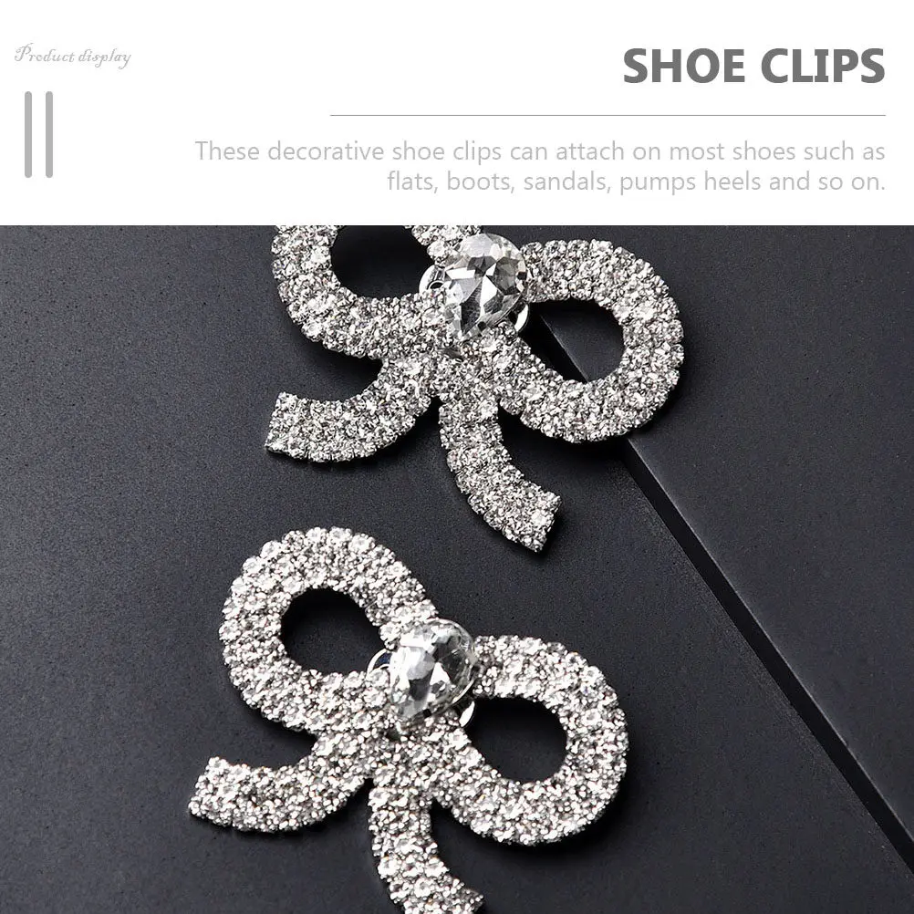 

1 Pair Decorative Shoe Clips Bow Rhinestone Shoe Jewelry Accessories Bridal Wedding Party Shoes Decoration Shoes Bow Applique