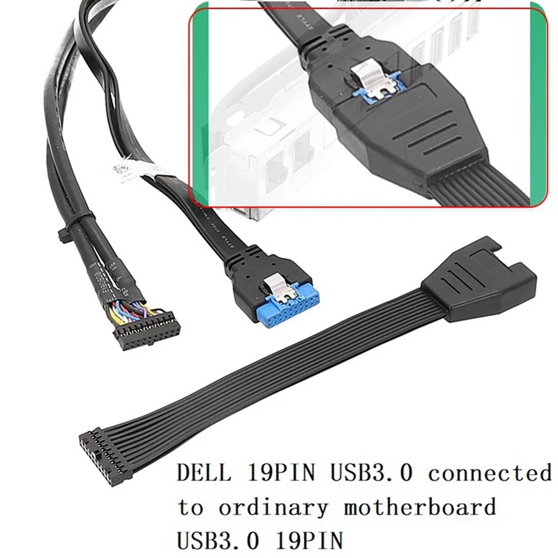 Placa base USB 3,0 de 20 pines hembra a USB 3,0, Cable de extensión macho de 20 pines para placa base DELL, duradero, 15Cm