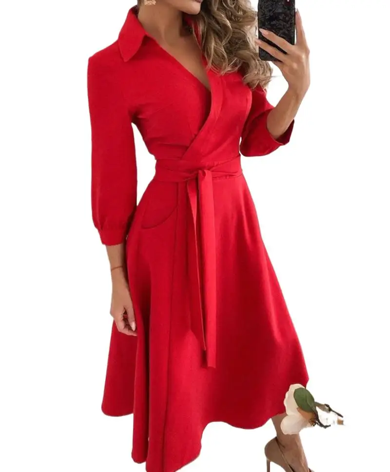 

2025 New Fashion Printed Ruffle Dress Women Autumn Casual Loose V-neck Vacation Mini Party Dresses For Women