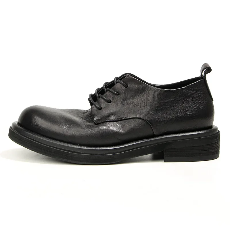 Leather Shoes  Casual  Cowhide Men's Shoes Hand Polished Thick Soled Fashionable Men's Shoes Bede