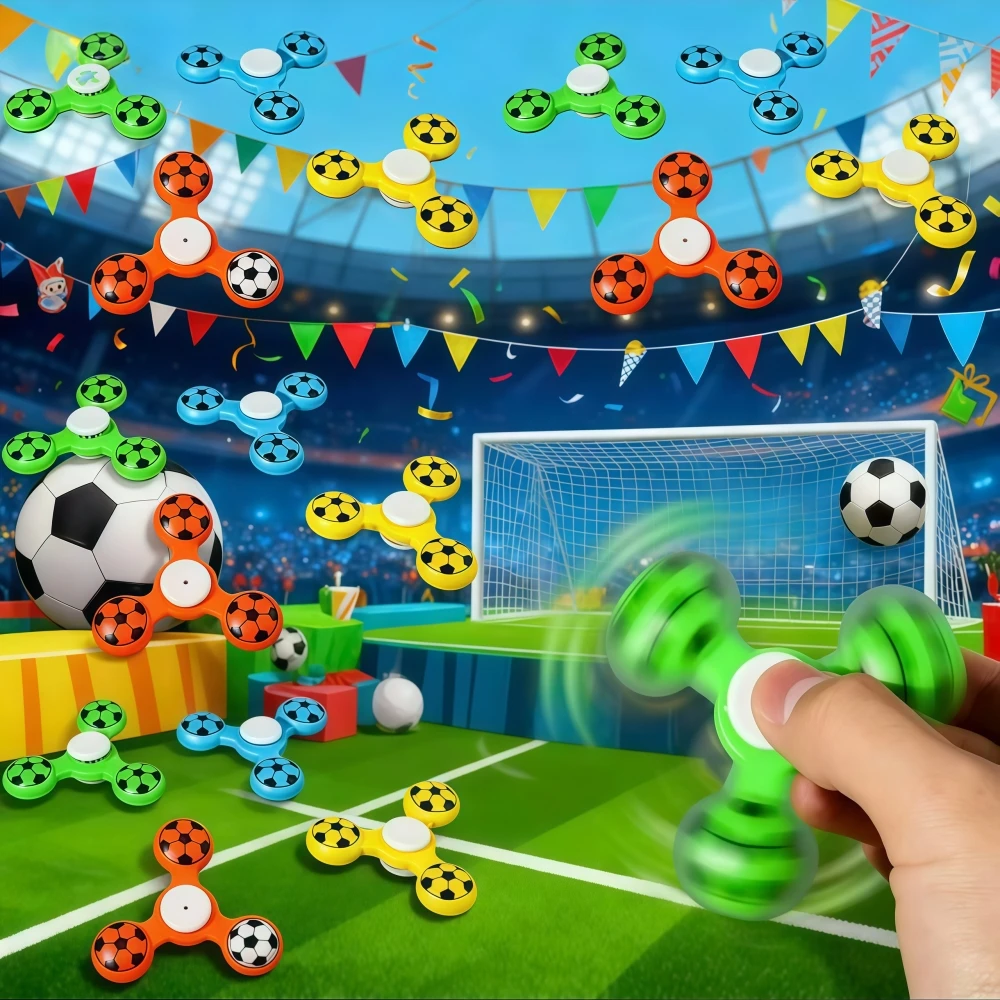 Divertido juego de Spinner de fútbol de tres hojas, paquete de 6/12/18 Uds. Para juegos de cumpleaños, carnaval, fiesta, escuela, jardín de infantes, paquete de premios