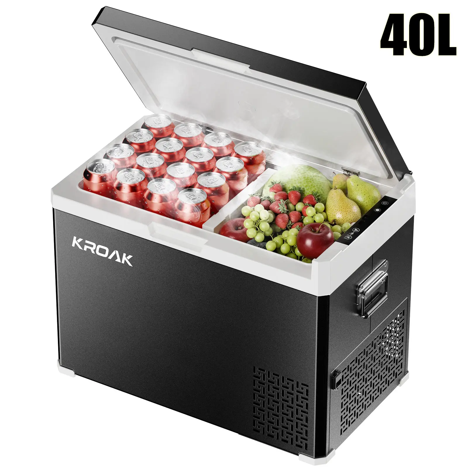 Hcalory 30L 40L Auto-Kühlschrank 12V 24V DC Tragbarer Gefrierschrank mit AC110-240V Adapter Dual-Zonen-Kühlbox Kompressor für Camping