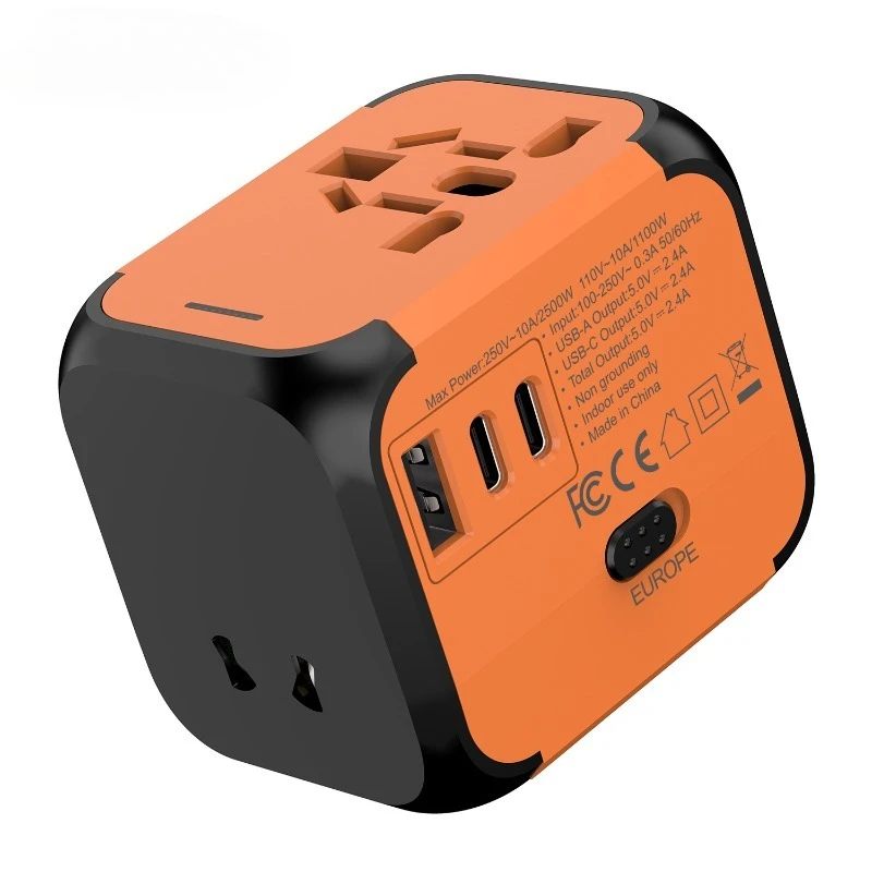 2026 Portable Travel Conversion Socket Multi Region Plug Adapter 2.4A Output Multi Port Charging Travel Power Adaptor