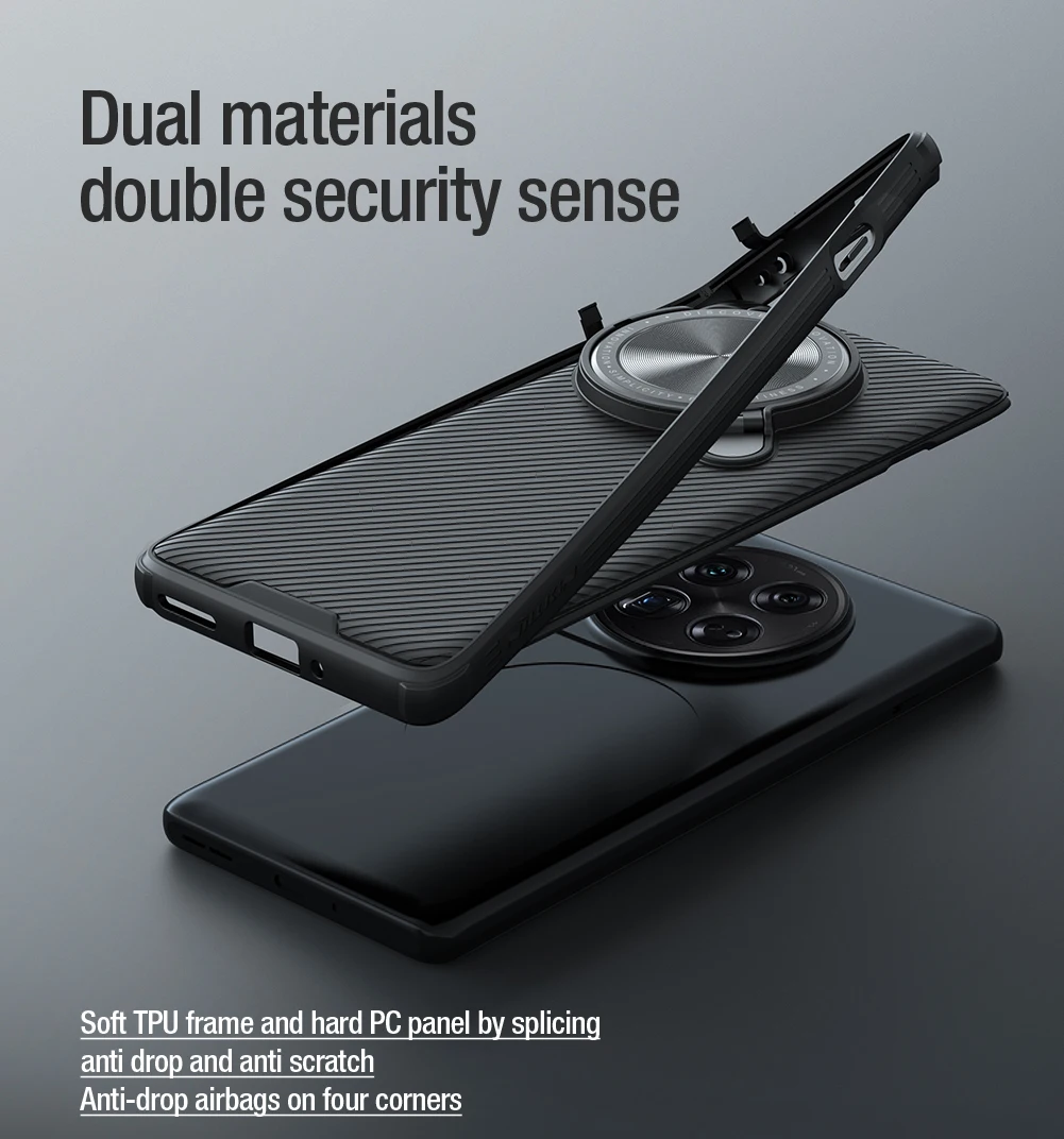 for OnePlus 12 5G Case Nillkin Camshield Prop Camera Protector with Stand Shockproof Back Cover for OnePlus 12 5G