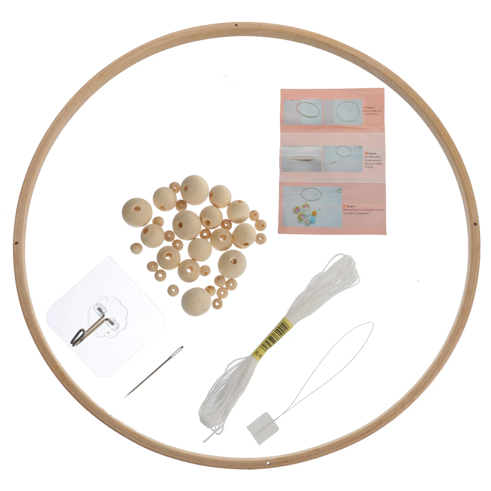 

1Set Solid Wood Wind Chime Material Kit DIY Round Handmade Decoration Kit for Bedroom Living Room Car Wood Alloy Cotton Thread