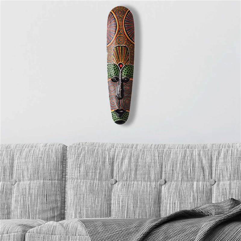 VOFUN-3X قناع خشبي الجدار الشنق خشب متين نحت رسمت الفيسبوك جدار ديكور ديكورات المنزل قناع الطوطم الأفريقي الحرف أ #4