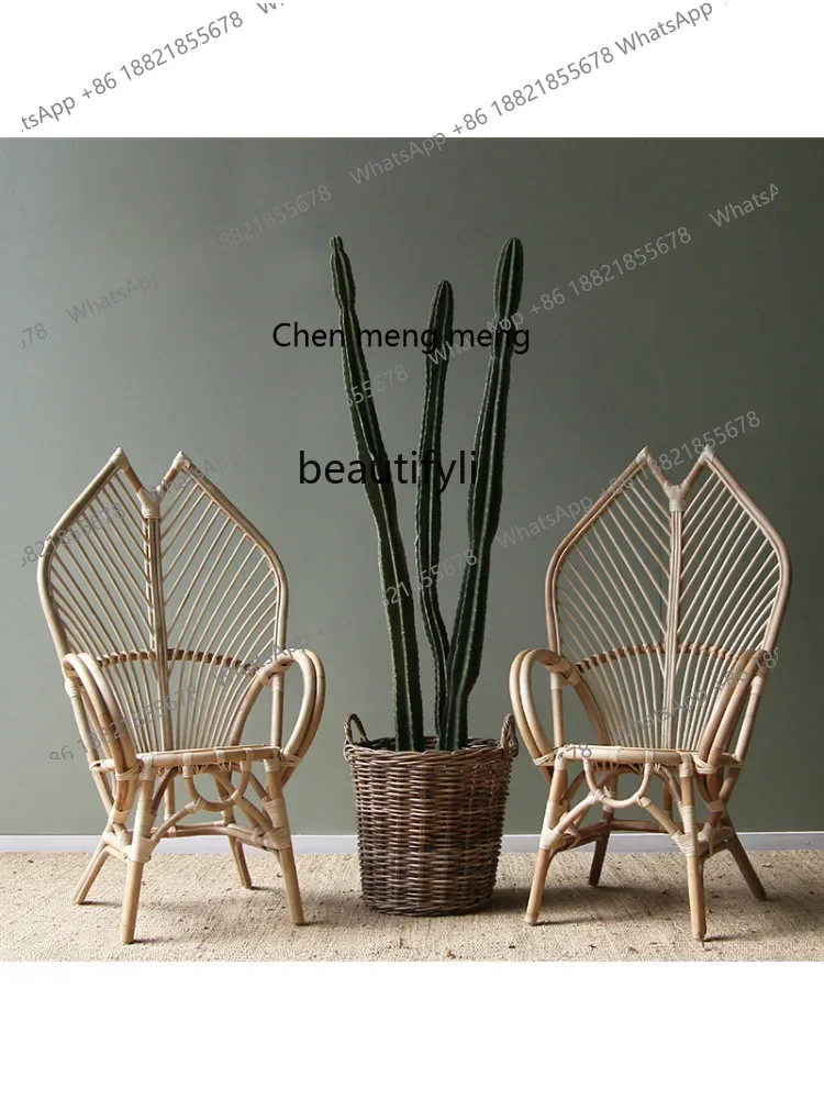

ss7486 Rattan Chair Handmade Moroccan Chair Vintage Natural Rattan Woven Single Leisure Chair Design B & B chairs living room
