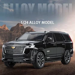 Simulation 1:24 Cadillac Escalade SUV Car Model with Sound Light Children Boy Diecast Toy Vehicles Home Decor Miniature Voiture