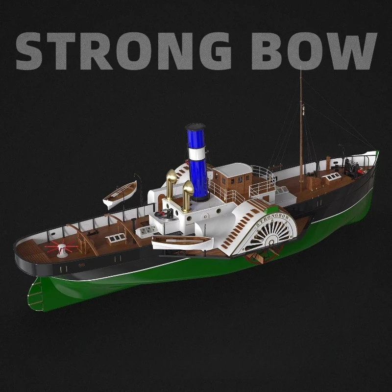 1/48 RC Boat Model Strongbow Paddlewheel 1109mm Laser Cutting Kit Log Material Self-assembly