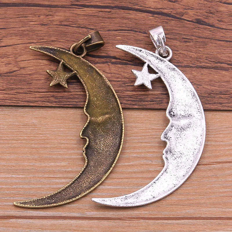 1PCS 2 Color Big Grandfather Moon Round Sun Charms Stars Pendants Handmade Decoration Vintage For DIY Jewelry Making Findings