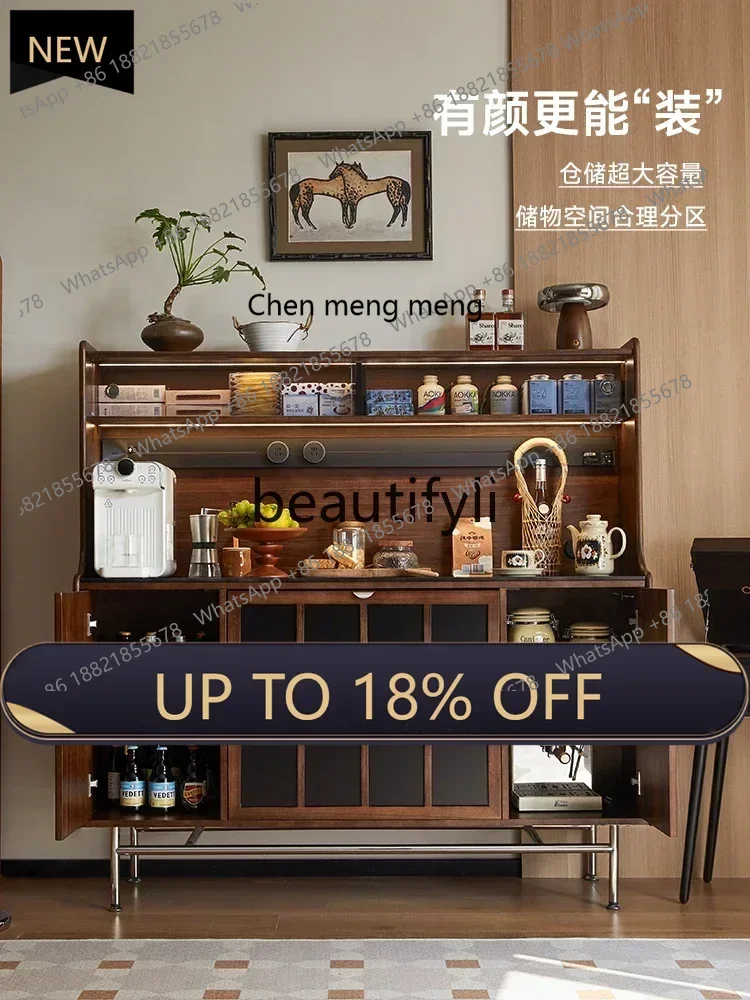 

P178 Retro French side cabinet against the wall integrated locker double living room wine cabinet small apartment