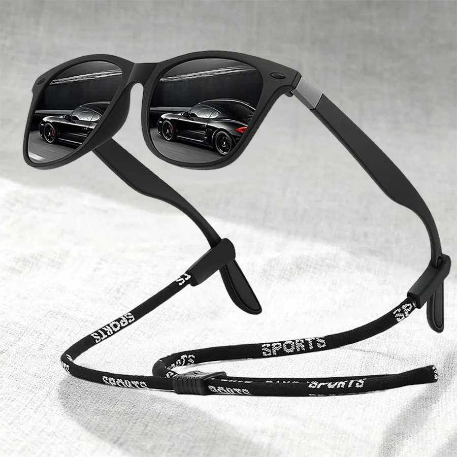 نظارات شمسية كلاسيكية أنيقة UV400 للجنسين خفيفة الوزن على الطراز الكلاسيكي مع سلسلة لقيادة الصيد والسفر والأنشطة الخارجية