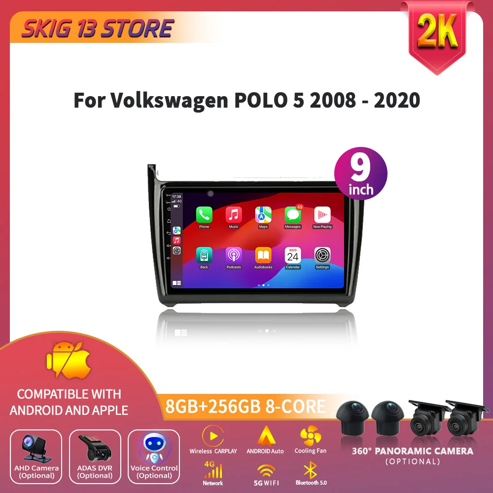 

Для Volkswagen VW Polo 5 2008-2020 2 Din Android 14.0 Автомобильный стерео радио мультимедийный видеоплеер GPS 4G Carplay Auto DVD DSP WIFI