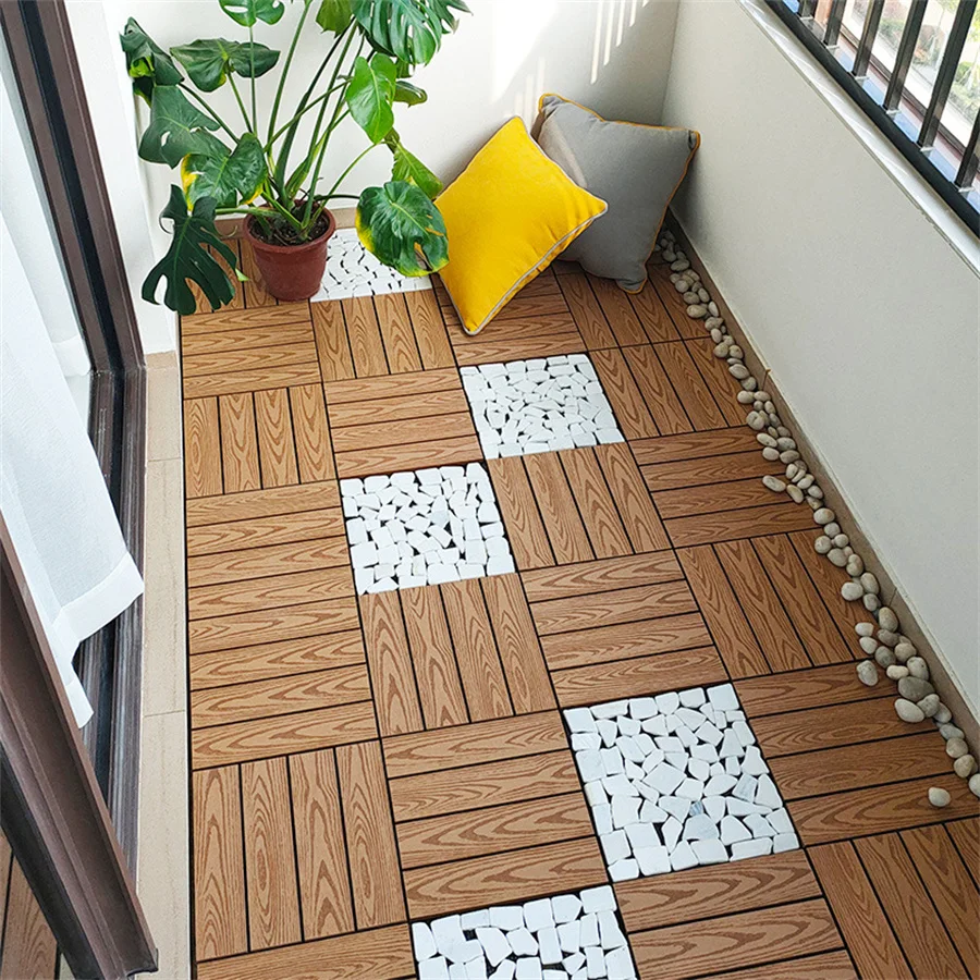 Outdoor wood-plastic flooring Balcony bathroom courtyard DIY anti-static flooring anti-corrosion ecological wood flooring