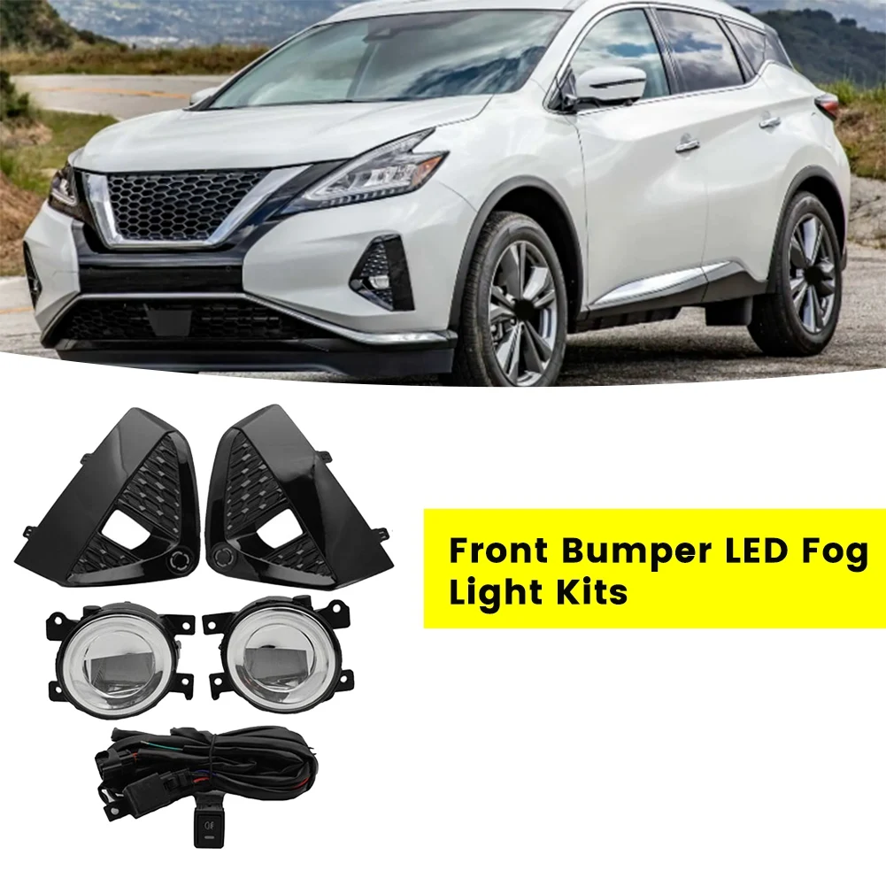 1Set Car Front Bumper LED Fog Light W/ Bulb Wiring Switch Kits for 2019-2024 Driving Fog Lamp Cover Bezel