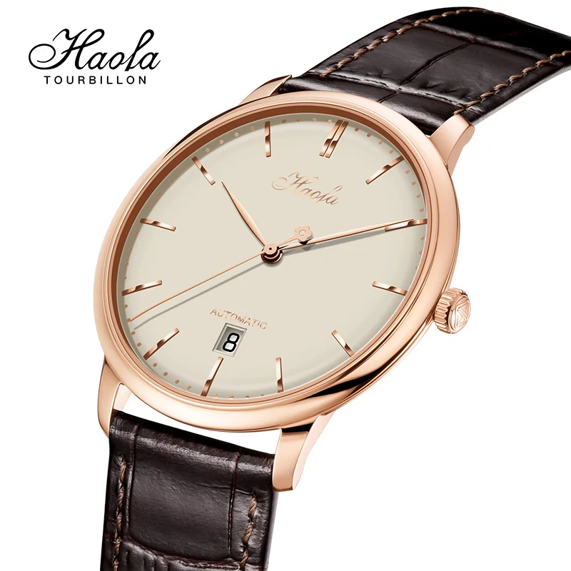 Haofa Automatic Mechanical Business Watch for Men Sapphire Automatic Movement Ultra-thin Watches Mens Calendar Waterproof 1606