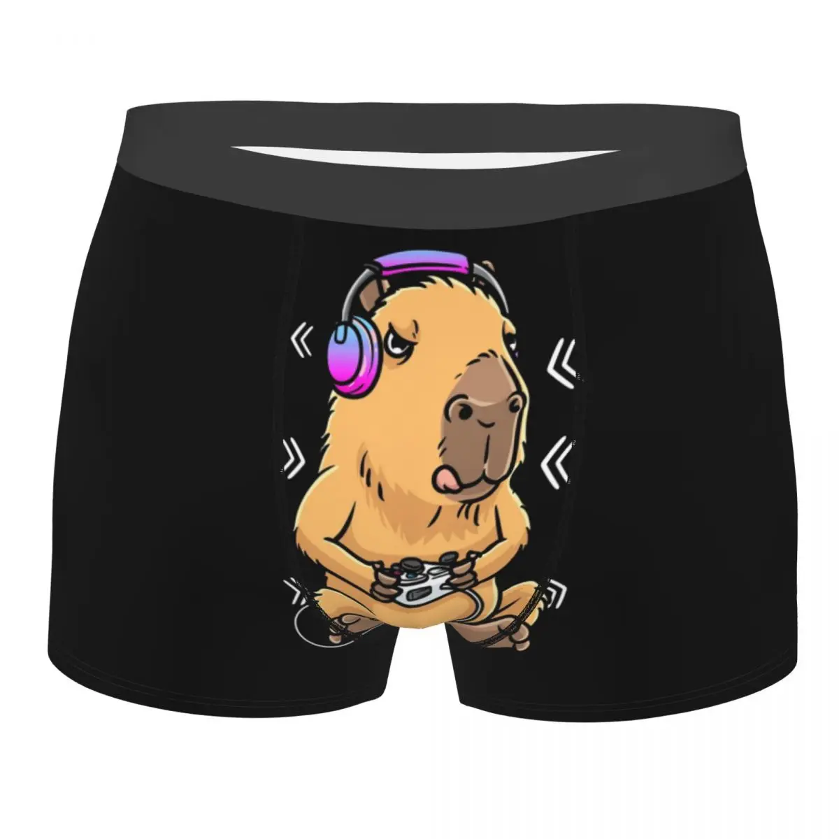 Custom Capybara Giant Cavy Rodent Gamer Gaming Underwear Men Stretch Boxer Briefs