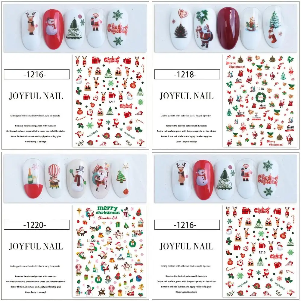 Festive Christmas Nail Sticker Set with Santa Claus, Sparkling Christmas Tree, Delicate Snowflake, Adorable Christmas Deer, Fest